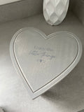 Grey wooden heart display tray with legs