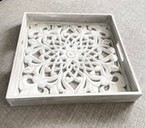 Carved rustic grey and white tray