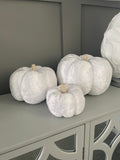 White crushed velvet pumpkin