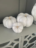 White crushed velvet pumpkin