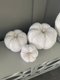 White crushed velvet pumpkin